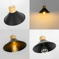 thumbnail image 4 of FSLiving Adjustable Wire Length H-Type Track Pendant Light E26 Wood Base Retro Black Metal Shade 8.7" for Pantry Farmhouse Bar Sink (Bulb & Ceiling Track Sold Separately) - Set of 3, 4 of 6