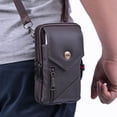 thumbnail image 2 of Bolso de hombro para teléfono ligero de cuero genuino retro, bolso de cintura para hombre, bolso de hombro vertical de piel de vaca, bolso de mochila pequeña, 2 of 6