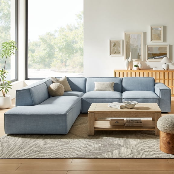 Restore 4-Piece Performance Fabric Upholstered Modular L-Shaped Sofa