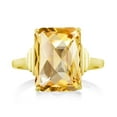 thumbnail image 3 of Gem Stone King 18K Yellow Gold Plated Silver Yellow Citrine Ring for Women (6.76 Cttw, Emerald Cut Checkerboard 14X10MM, Gemstone November Birthstone, Available in Size 5, 6, 7, 8, 9), 3 of 5
