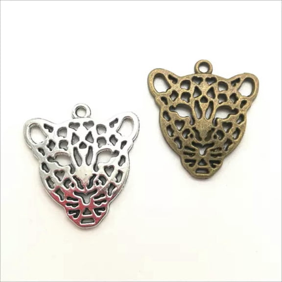 U8MO 4/10/30X leopard head Antique Silver Charms Pendants for Jewelry Making 28*26mm-Mix-4pcs