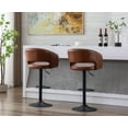 thumbnail image 3 of Guyou Modern Swivel Bar Stools Set of 2, Adjustable PU Leather Counter Bar Chairs with Footrest for Kitchen Island Dining Room, Brown, 3 of 12
