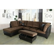 Lifestyle Furniture LF107A Siano Left Hand Facing Sectional Sofa- Brown - 35 x 103.5 x 74.5 in.