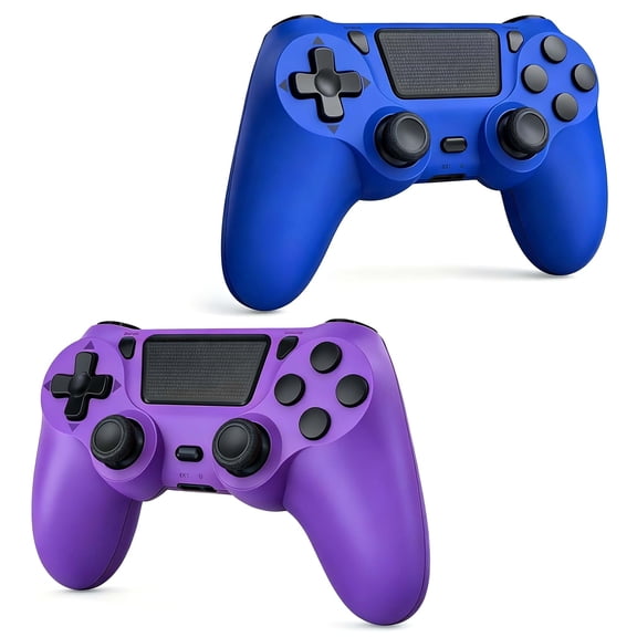 2 Pack Gaming Controller for P4/Slim/Pro & PC, Wireless Controller with Dual Vibration & 6-Asix Gyro Motion Control - Blue & Purple