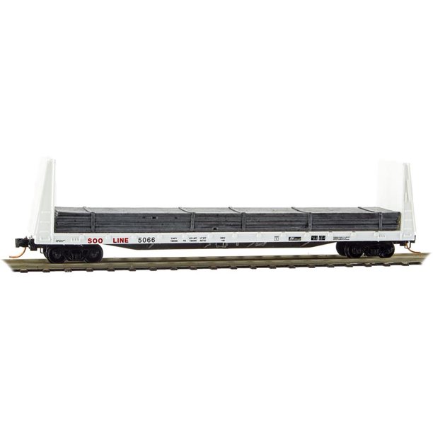 MicroTrains MTL NScale 61ft Bulkhead Flat Car Soo Line White w/ Load