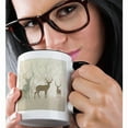 thumbnail image 2 of 3dRose, Deer Silhouettes Set Against Faded Forest Background in Earth Tones, 15oz Two-Tone Black Mug, 2 of 7