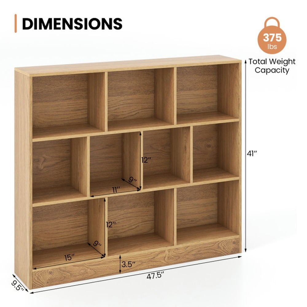 Spaco 41 Inches Wooden Toy Storage Organizer with 10 Open Cubes, Toy Cabinet with Non-Slip Foot Pads, Wooden Toy Storage Organizer for Playroom, Daycare, Classroom, Natural