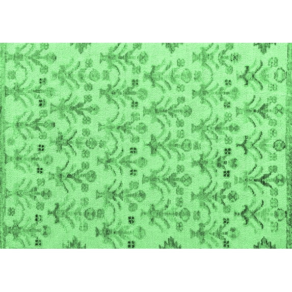 Ahgly Company Indoor Rectangle Abstract Emerald Green Modern Area Rugs, 7' x 9'