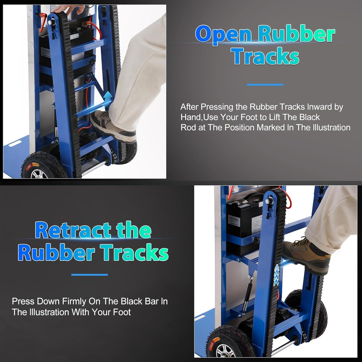 Vakiorn Electric Stair Climbing Hand Truck 900 lb Capacity 1250W Motor Heavy Duty Stair Climber for Furniture Logistics Blue