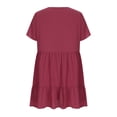 thumbnail image 4 of Abcnature Summer Dress, Casual Dresses for Women Casual V-Neck Short Sleeve Folding Solid Dress, Plus Size Dress Beach Sundresses Mini Dress Wine XL, 4 of 6
