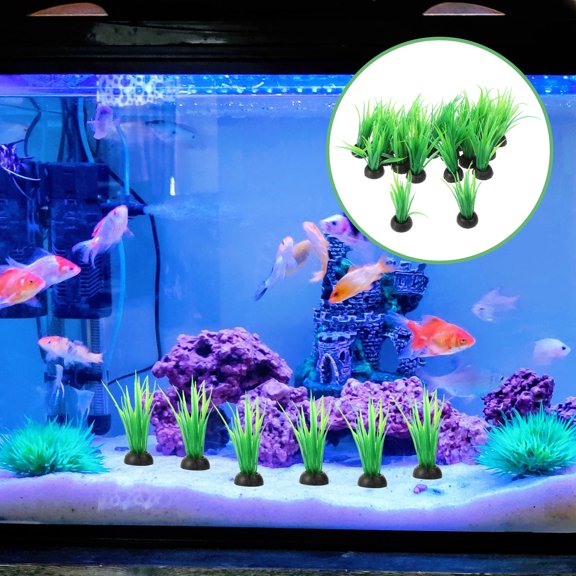 ETEREAUTY 20Pcs Green Plastic Fish Tank Plants Realistic Aquarium Decor for Freshwater and Tropical Fish