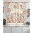 thumbnail image 2 of Orange Starfish Kitchen Curtains Swag Valance and Tier Curtains Set 36 Inch Length, Rustic Ocean Coastal Shells Conch Coral Rod Pocket Drape Panels Pair Swag Curtain for Bathroom/Cafe/Window, 2 of 6