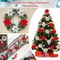 thumbnail image 3 of 24PCS Christmas Poinsettia Artificial Flowers Decorations 5" Christmas Tree Wreaths Garland Decoration Glitter Flowers Picks Decor for Xmas New Year Wedding Party Ornaments, 3 of 6