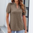 thumbnail image 2 of HAPIMO Women' Plus Size Flowy V-Neck Tees Elegant Blouses Summer Tops for Women Casual Loose Fashion Clothes Solid Color Dressy Tunic Khaki S, 2 of 8