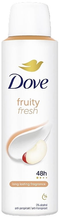 Dove Fruity Fresh Antiperspirant Deodorant Spray for Women, 48H Protection, 0% Alcohol, 150 mL (6 Pack), Long-Lasting Fragrance