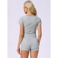 thumbnail image 3 of DARING DIVA Cotton Pajama Lace Trim Short Sleeve Top Lounge Set L Gray, 3 of 6