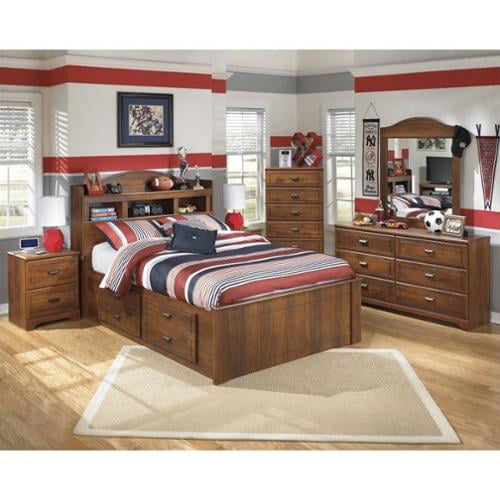 Bookcase Double Drawer Bedroom Set, Barchan Full Bookcase Bed With 2 Storage Drawers