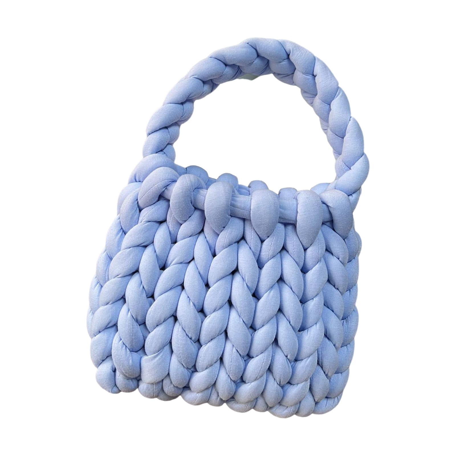 FVDPWYE Women Crochet Bag Clutch Purse Female Shopping Bag Knit Clutch Wallet Knit Purse blue