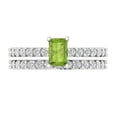 thumbnail image 2 of Clara Pucci 18K White Gold 1.325 Natural Peridot Engraveable Engagement Ring + Wedding Band Set, 2 of 7