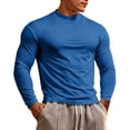thumbnail image 2 of Chbgutlmr Mens Shirts Long Sleeve Standing Collar Stretch T-Shirts Casual Fall Workout Solid Color Undershirts, 2 of 5
