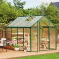 thumbnail image 4 of EastVita 6 x 8ft Walk-in Greenhouse Heavy-Duty Aluminum Frame Polycarbonate Panels Easy Assembly Roof Vent Ground Anchors Sliding Lockable Door for Backyard Green, 4 of 9