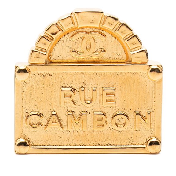 Pre-Owned Chanel Coco Mark Rue Cambon Brooch, 22A stamp, Gold Plated, Women's CHANEL