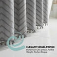 thumbnail image 3 of REGALWOVEN Boho Farmhouse 3D Wavy Striped Shower Curtain with Tassel Shower Curtain Sets with 12 Hooks, Water-Repellent Fabric Grey 72"W x 72"L, 3 of 7