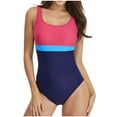 thumbnail image 1 of Jamicy Juniors One Piece Swimsuit Hot Spring Wear Color Block One Piece Swimsuit for Women Tummy Control Bathing Suits Full Coverage Bottom Athletic Sporty Swimwear, 1 of 3