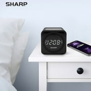 SHARP FM Clock Radio with Bluetooth Speaker, FastCharge 2 amp USB Charge Port, Wake to Alarm or Radio, Dual Alarms, Easy to Read LED White Display, Simple to Use, Easy to Read at a Glance