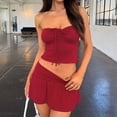 thumbnail image 4 of Conjunto elegante de dos piezas para mujer: top sin tirantes con falda plisada asimétrica de doble capa, 4 of 8