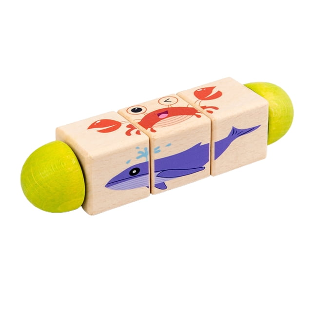 Bloque Giratorio De Madera, Bloque De Rompecabezas De Madera De Animales, Juguete Para Regalo De Educación Temprana Para Niños Y Niñas En Edad Preescolar Yuarrent FN007966-03
