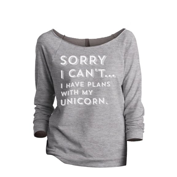 Thread Tank Sorry Plans With My Unicorn Women's Slouchy 3/4 Sleeves Raglan Sweatshirt Sport Grey Small