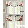 thumbnail image 2 of Christmas Cardinal Poinsettia Plaid Window Curtain Living Room Kitchen Cabinet Tie-up Valance Curtain Rod Pocket Valance, 2 of 6