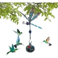 thumbnail image 1 of Comederos para pájaros de cristal con forma de campanas de viento y forma de libélula, encantadores comederos para colibríes para colgar al aire libre, comedero para colibríes de cristal soplado a man, 1 of 7