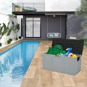 SalonMore 75gal 260L Outdoor Garden Plastic Storage Deck Box Backyard Lockable Seat Black