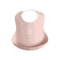 BabyBjorn Reusable Plastic Baby Bib, Powder Pink, 1 Piece