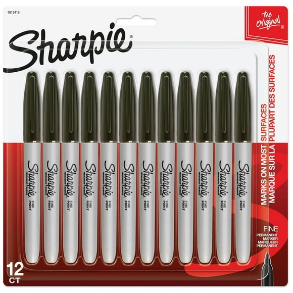 Marqueurs permanents Sharpie, pointe fine, noir 12 unités
