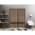thumbnail image 3 of Sliding Closet Bypass Doors 84 x 84 inches | Planum 0012 Walnut with Frosted Glass | Sturdy Rails Moldings Trims Hardware Set | Wood Solid Bedroom Wardrobe Doors, 3 of 6