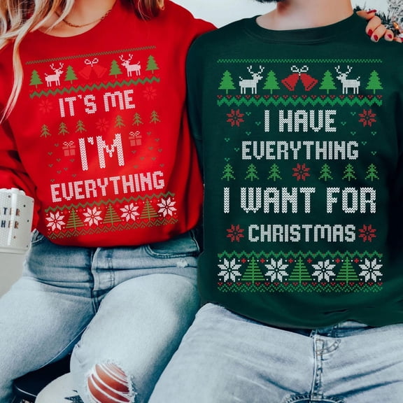 Yoofine Matching Couple Christmas Sweatshirt Unisex Holiday Pullover