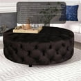 thumbnail image 5 of American Home Classic Jasper 17" Round Traditional Velvet Ottoman in Chocolate, 5 of 5