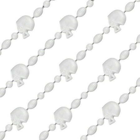 Football Helmet Bead Necklaces Non Metallic White Pack of 12