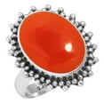 thumbnail image 1 of 925 Silver Ring For Women - Girls Orange Genuine Carnelian Stone Silver Ring Size 13 August Birthstone Simple Silver Ring Size 13 Gift For Mother On Halloween 925 Gemstone Silver Jewelry, 1 of 6