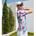 thumbnail image 6 of Aideaone Men Golf Polo Shirts Short Sleeve Button Down Gradient Tropical 3D Print Dry Fit Moisture Wicking Athletic Performance Shirt, 6 of 8