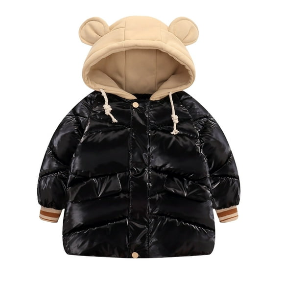 Chenyin Baby Kids Boys Girls down Cotton Jackets Thicken Warm Hooded Coat Toddler Winter Puffer Cotton Outerwears Jackets Coat for Boys Girls 1-7 Years Old