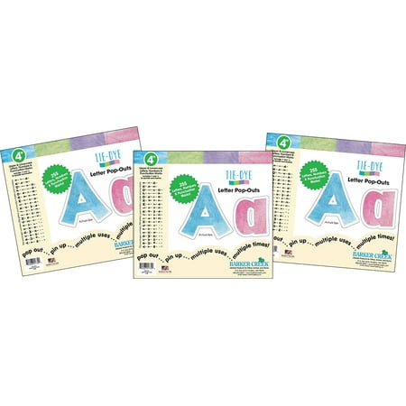 UPC: 0704068043503 | Barker Creek 4  Letter Pop-Outs 3-Pack  Tie-Dye  765 Upper and Lowercase Letters  Numbers & Punctuation Marks  4  (4350)