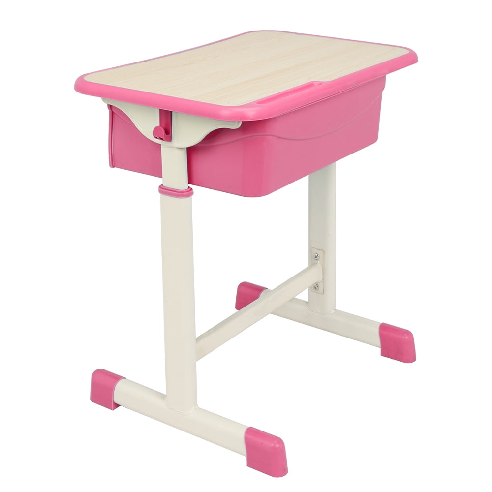Lowestbest Kids Desk and Chair Set, Kids Table Set, Children Simple Table Desk Sets, Height Adjustable Ergonomic Children's School Workstation with Storage Drawer, Pink Lowestbest Kids Desk and Chair Set, Kids Table Set, Children Simple Table Desk Sets, Height Adjustable Ergonomic Children's School Workstation with Storage Drawer, Pink