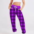 thumbnail image 2 of ShomPort Plaid Sweatpants for Women High Waisted Drawstring Pants Joggers Baggy Sport Workout Pants, 2 of 5