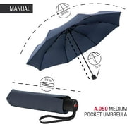 Knirps A.050 Navy Manual Open Close Travel Rain Umbrella for Adults – Ultra Lightweight, Compact Windproof 38.5 Water Resistant Canopy, Steel Aluminum Frame, Travel Case Included