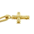 thumbnail image 4 of Stone Stud Superposed Gothic Cross Pendant w/ 6mm 30" Cuban Chain Necklace, Gold-Tone, 4 of 4
