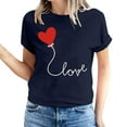 thumbnail image 2 of Meichang Hauts pour Femmes T-Shirts de la Saint-Valentin T-Shirts de Fête à Col Rond T-Shirts à Imprimé Cœur d'Amour T-Shirts à Manches Courtes Jolis Tees Blouses en Liquidation, 2 of 5